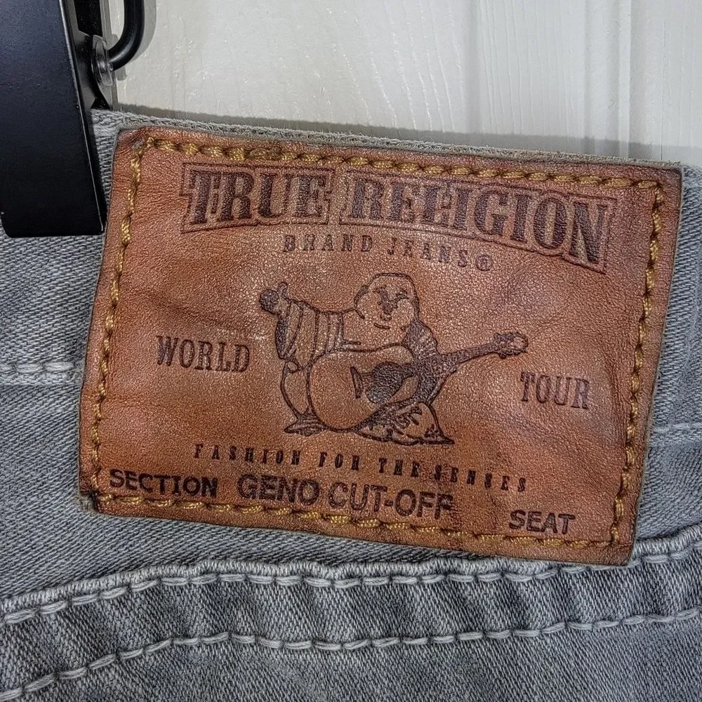 True Religion men's Geno Cut-Off gray denim shorts size 40